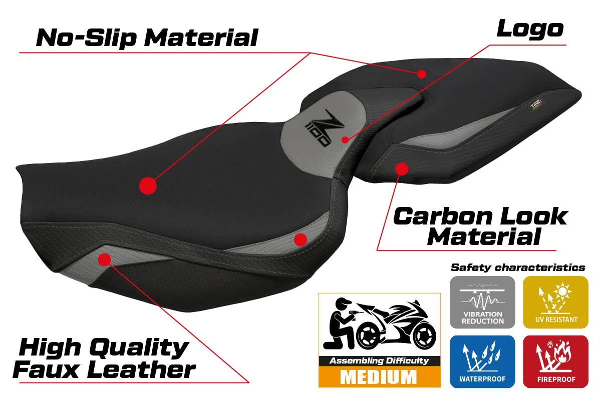 Kawasaki Z1100 2026 Seat Cover TPZ Italia Comfort Grey Black