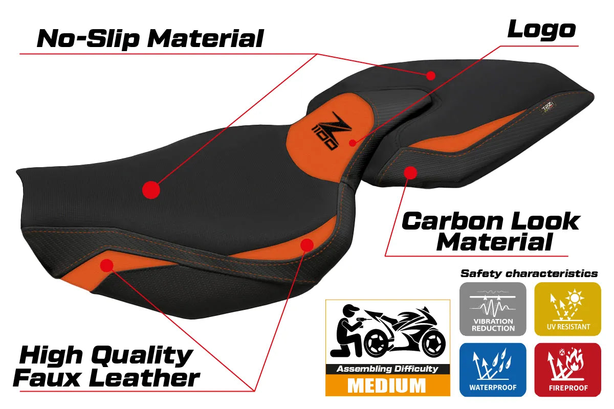 Kawasaki Z1100 2026 Seat Cover TPZ Italia Comfort Orange Black