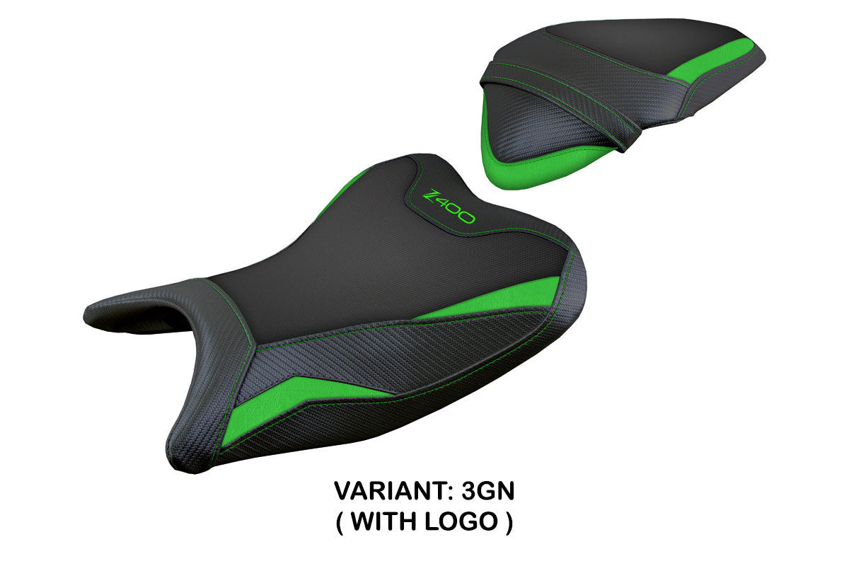 Funda de asiento Kawasaki Z400 2018-2023 Tappezzeria Italia TPZ Verde Negro