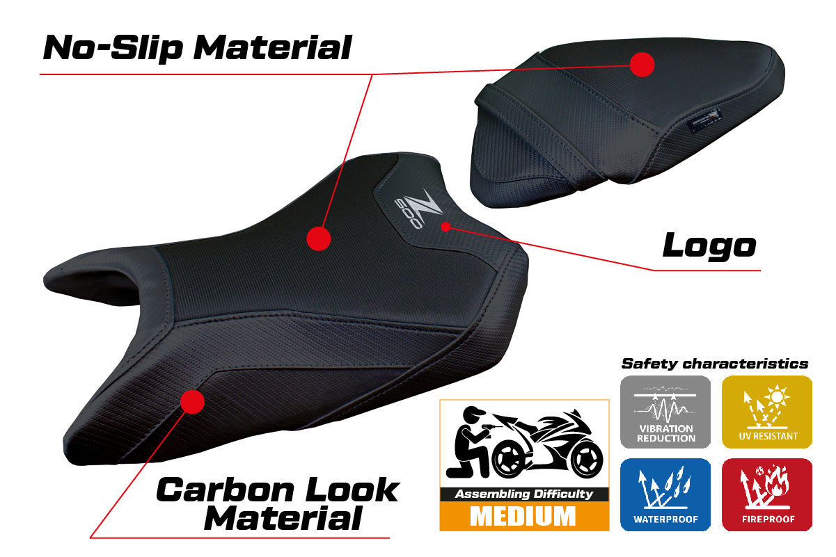 Funda de asiento Kawasaki Z500 2024-2025 Tappezzeria Italia TPZ en negro