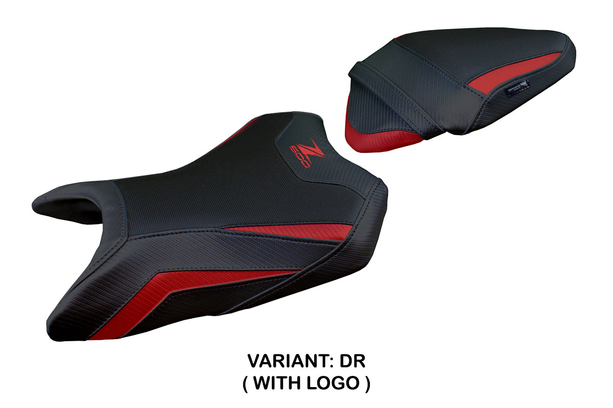 Funda de asiento Kawasaki Z500 2024-2025 Tappezzeria Italia TPZ en rojo oscuro y negro