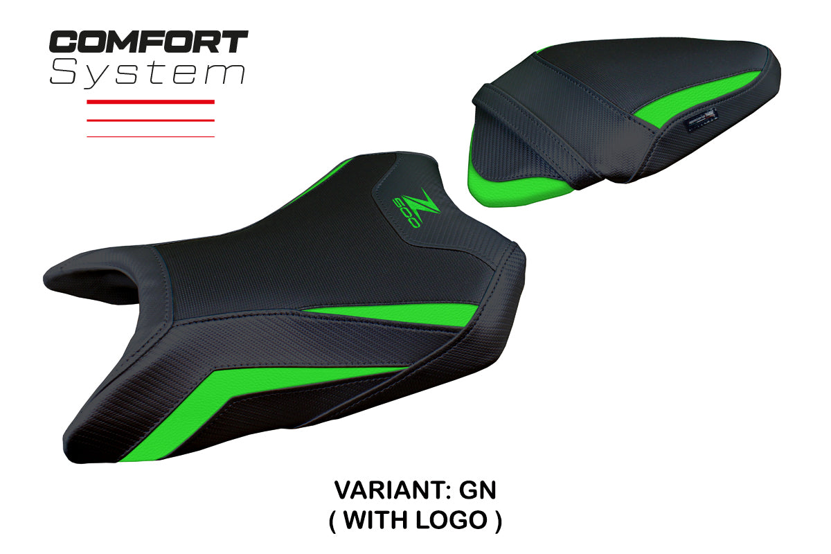 Kawasaki Z500 2024-2025 Seat Cover Tappezzeria Italia TPZ Comfort in Green and Black