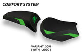 Funda de asiento Kawasaki Z650 2017-2025 Tappezzeria Italia TPZ Comfort en verde y negro