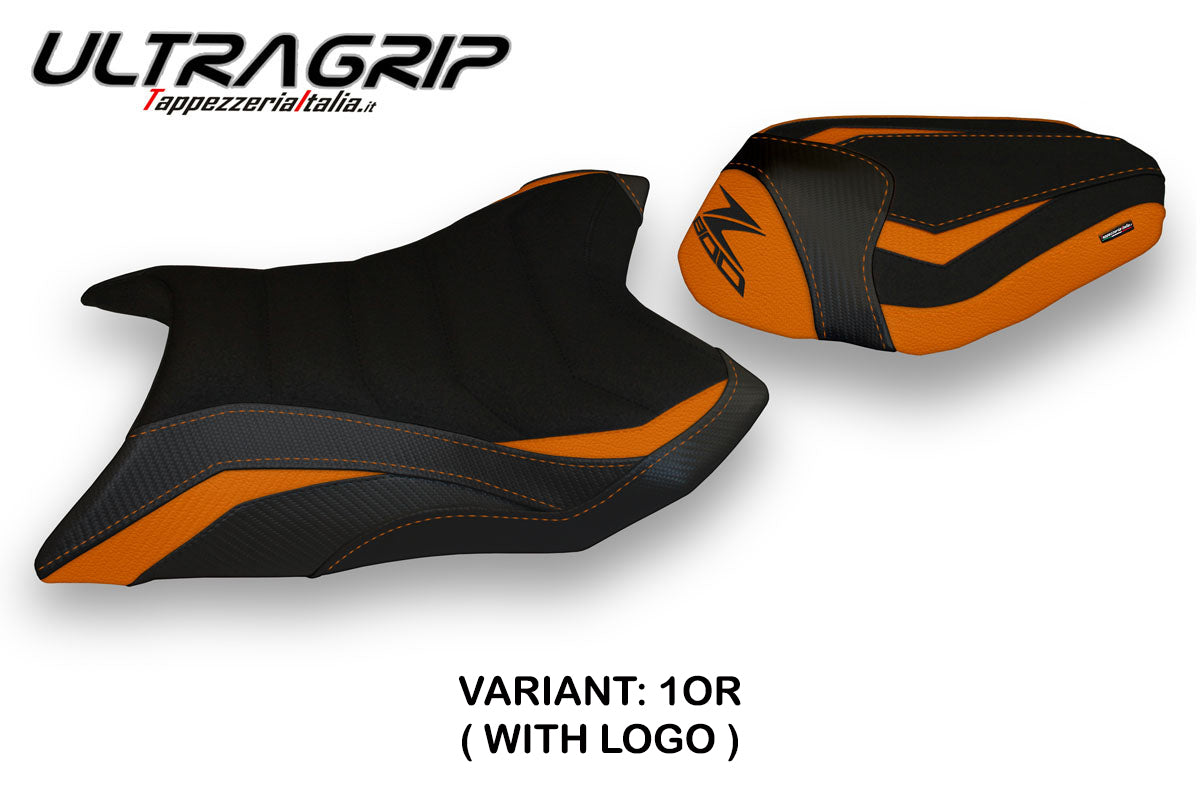 Funda de asiento Kawasaki Z800 2013-2016 Tappezzeria Italia TPZ Ultragrip en naranja y negro