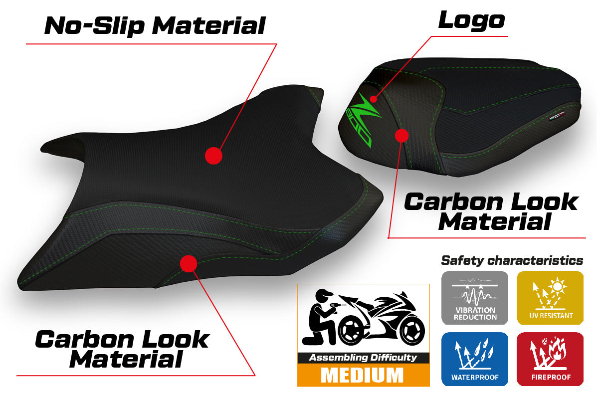 Funda de asiento Kawasaki Z800 2013-2016 Tappezzeria Italia TPZ en negro