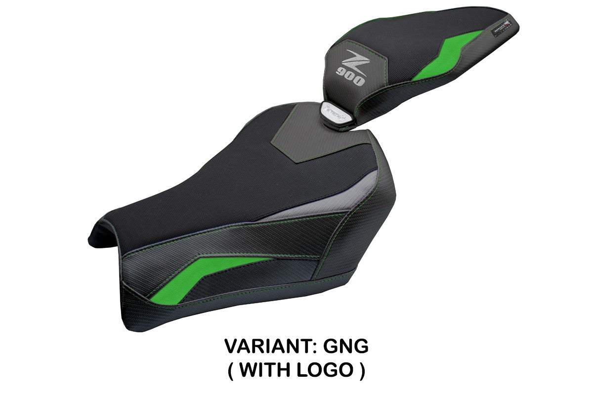 Funda de asiento Kawasaki Z900 2025 Tappezzeria Italia TPZ Verde Gris Negro