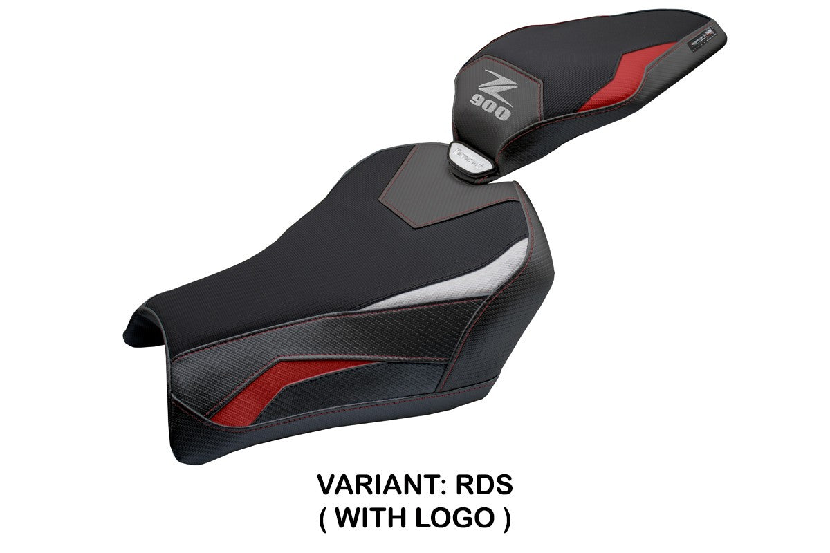 Funda de asiento Kawasaki Z900 2025 Tappezzeria Italia TPZ Rojo Plata Negro