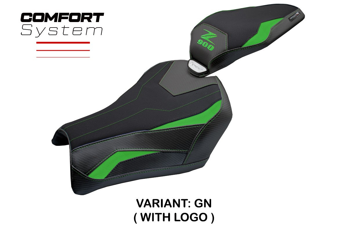 Funda de asiento Kawasaki Z900 2025 Tappezzeria Italia TPZ Comfort Verde Negro