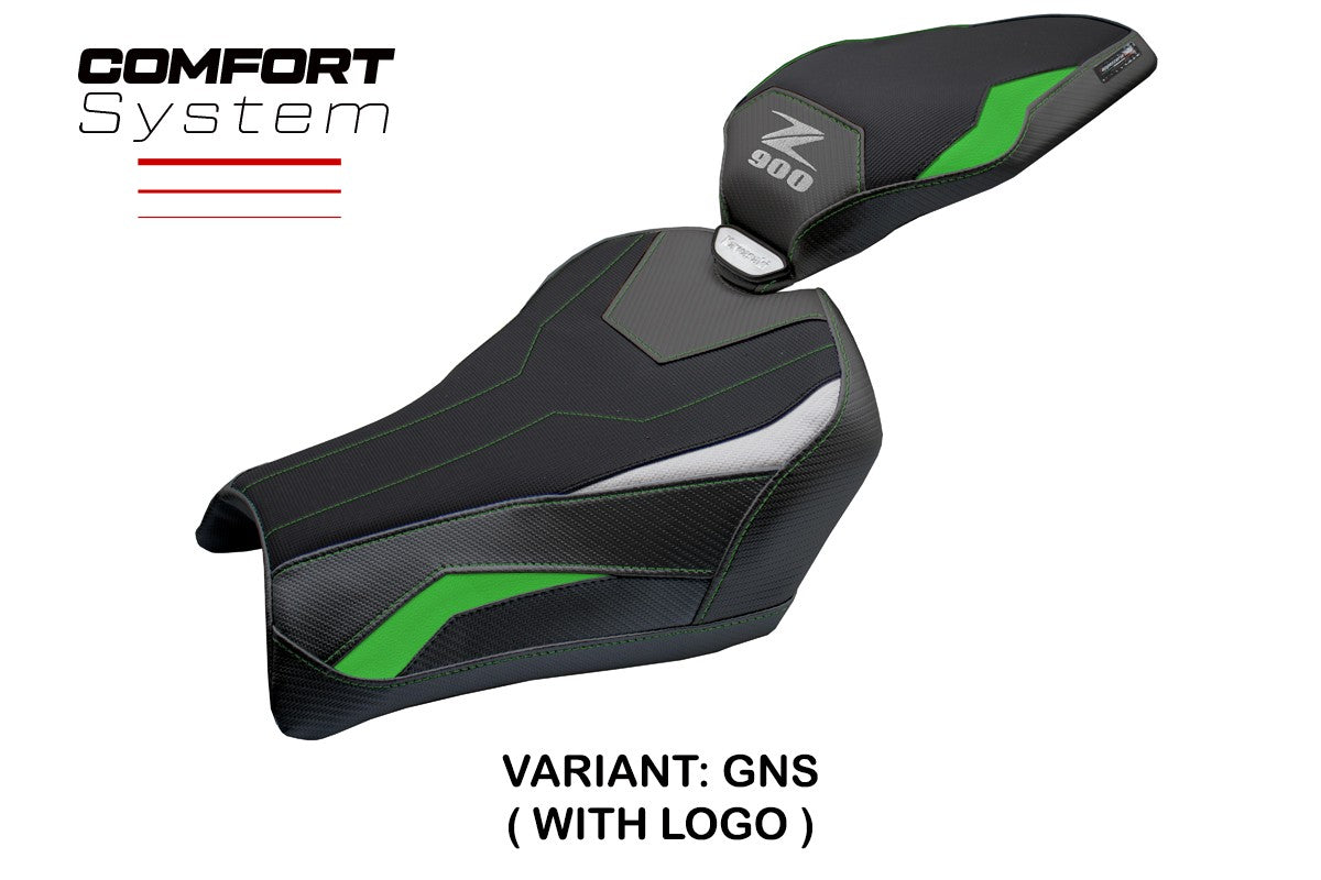 Funda de asiento Kawasaki Z900 2025 Tappezzeria Italia TPZ Comfort Verde Plata Negro