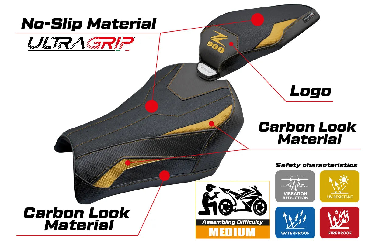 Kawasaki Z900 2025-2026 Seat Cover TPZ Italia Ultragrip Gold Black