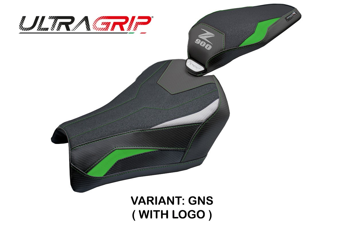 Funda de asiento Kawasaki Z900 2025 Tappezzeria Italia TPZ Ultragrip Verde Plata Negro