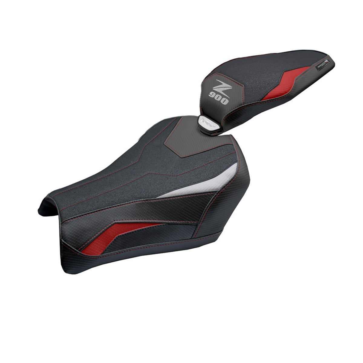 Funda de asiento Kawasaki Z900 2025 Tappezzeria Italia TPZ Ultragrip Rojo Plata Negro
