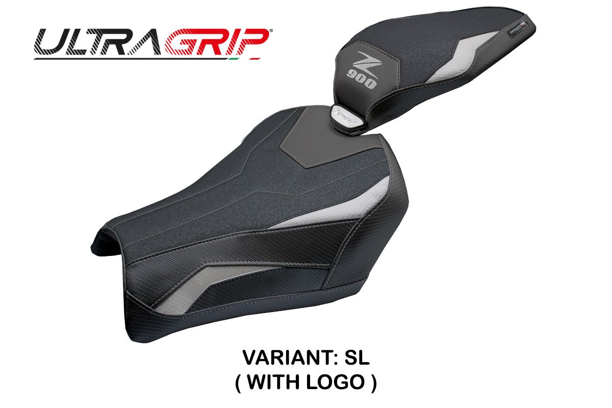 Funda de asiento Kawasaki Z900 2025 Tappezzeria Italia TPZ Ultragrip Plata Negro