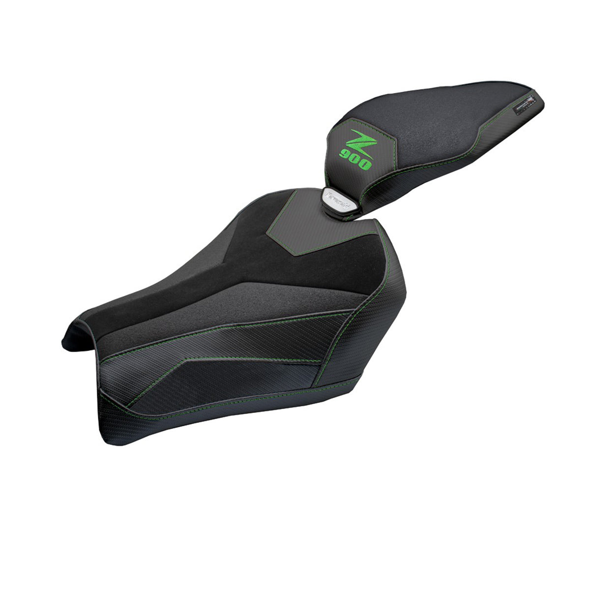 Funda de asiento Kawasaki Z900 2025 Tappezzeria Italia TPZ Velvet Ultragrip Negro Verde