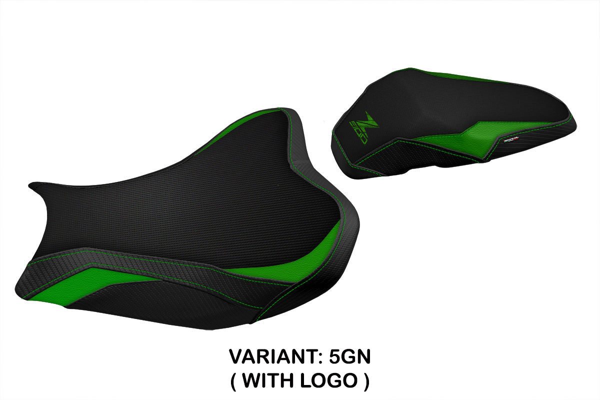 Funda de asiento Kawasaki Z900 2017-2024 Tappezzeria Italia TPZ en verde y negro