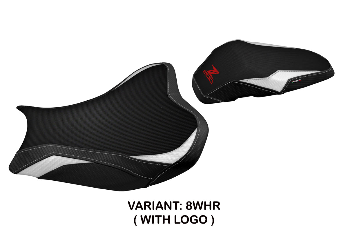 Funda de asiento Kawasaki Z900 2017-2024 Tappezzeria Italia TPZ en blanco, rojo y negro