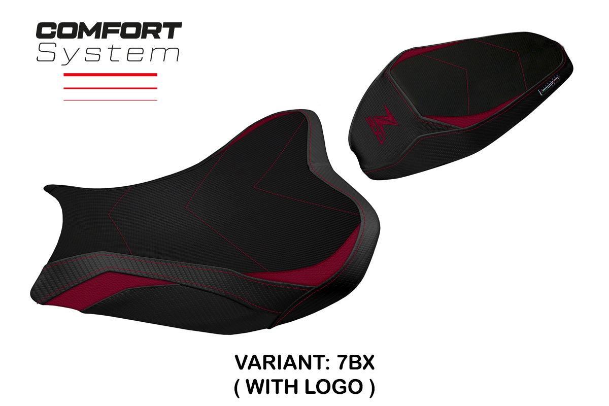 Funda de asiento Kawasaki Z900 2017-2024 Tappezzeria Italia TPZ Comfort en negro burdeos