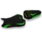 Funda de asiento Kawasaki Ninja ZX10R 2008-2010 Tappezzeria Italia TPZ Ultragrip en verde y negro