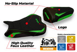 Funda de asiento Kawasaki Ninja ZX10R 2008-2010 Tappezzeria Italia TPZ Ultragrip en verde y negro