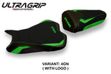 Funda de asiento Kawasaki Ninja ZX10R 2008-2010 Tappezzeria Italia TPZ Ultragrip en verde y negro