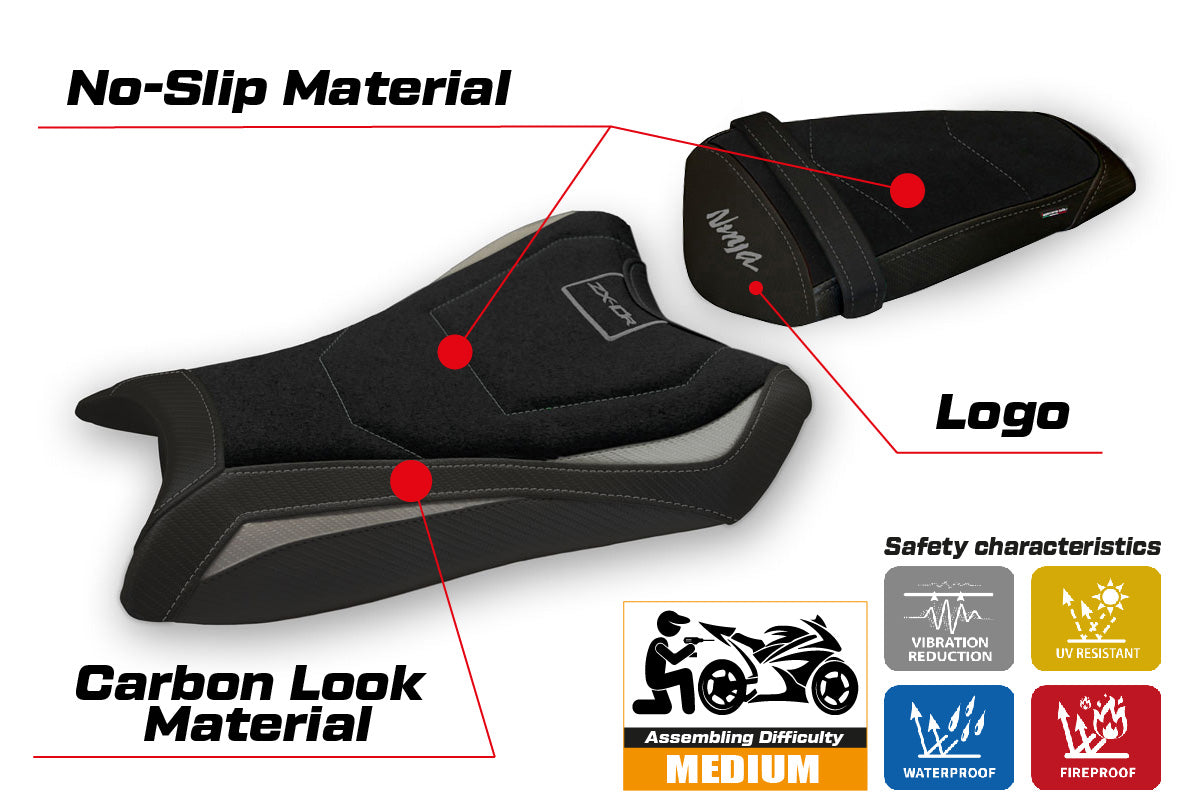 Funda de asiento Kawasaki Ninja ZX10R 2011-2015 Tappezzeria Italia TPZ Ultragrip en gris