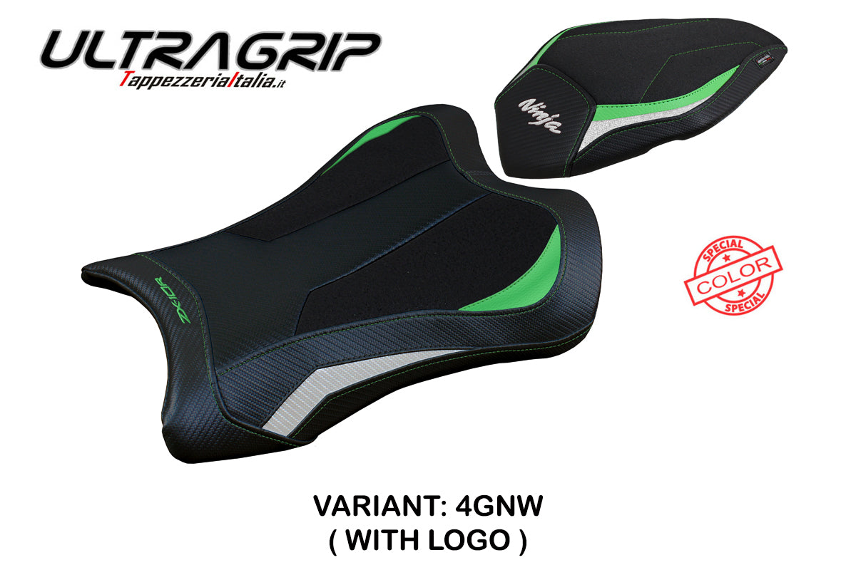 Kawasaki Ninja ZX10R 2021-2025 Seat Cover Tappezzeria Italia TPZ Ultragrip in Green and White