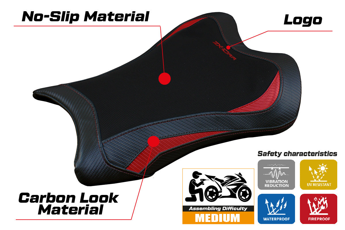 Funda de asiento Kawasaki Ninja ZX10RR 2021-2025 Tappezzeria Italia TPZ en rojo y negro