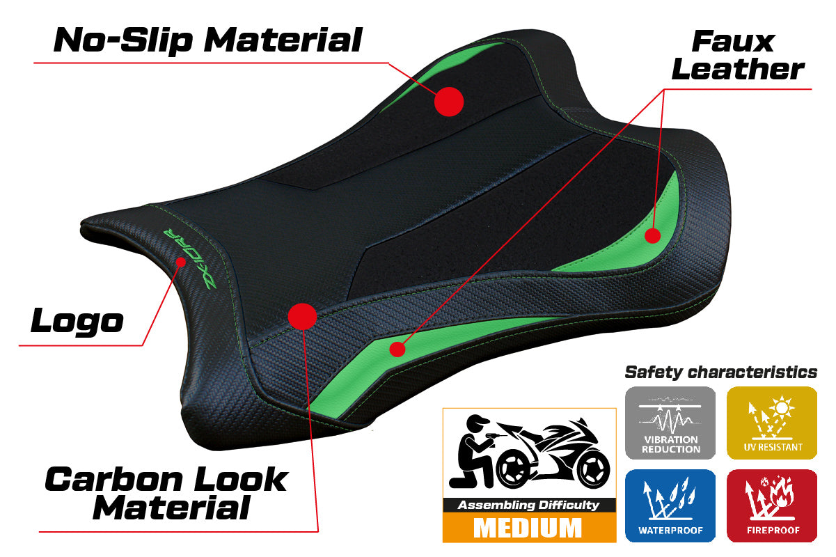 Kawasaki Ninja ZX10RR 2021-2025 Seat Cover Tappezzeria Italia TPZ Ultragrip in Green