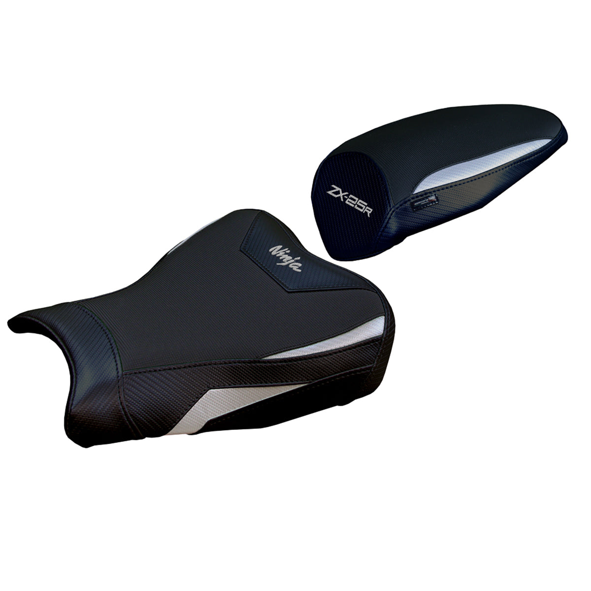 Funda de asiento Kawasaki ZX25R 2020-2025 Tappezzeria Italia TPZ en plata y negro