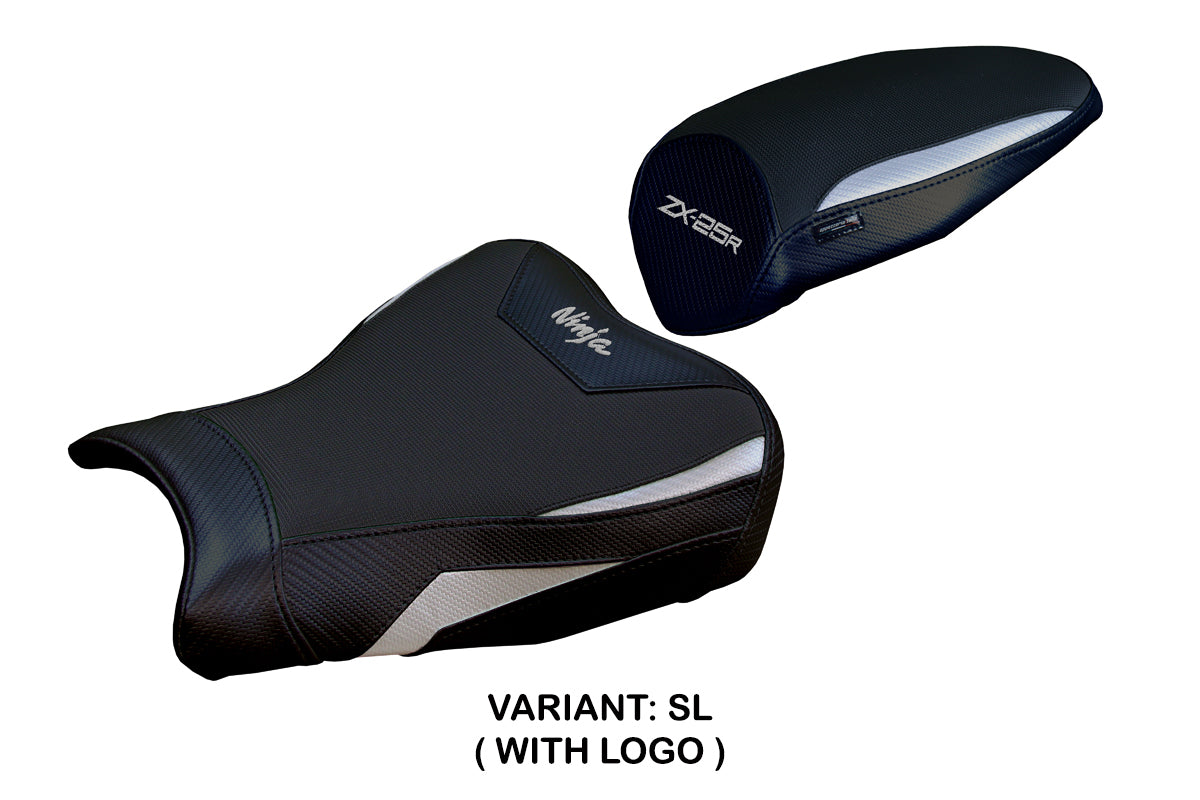 Funda de asiento Kawasaki ZX25R 2020-2025 Tappezzeria Italia TPZ en plata y negro