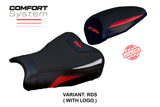 Funda de asiento Kawasaki ZX25R 2020-2025 Tappezzeria Italia TPZ Comfort en rojo y plata