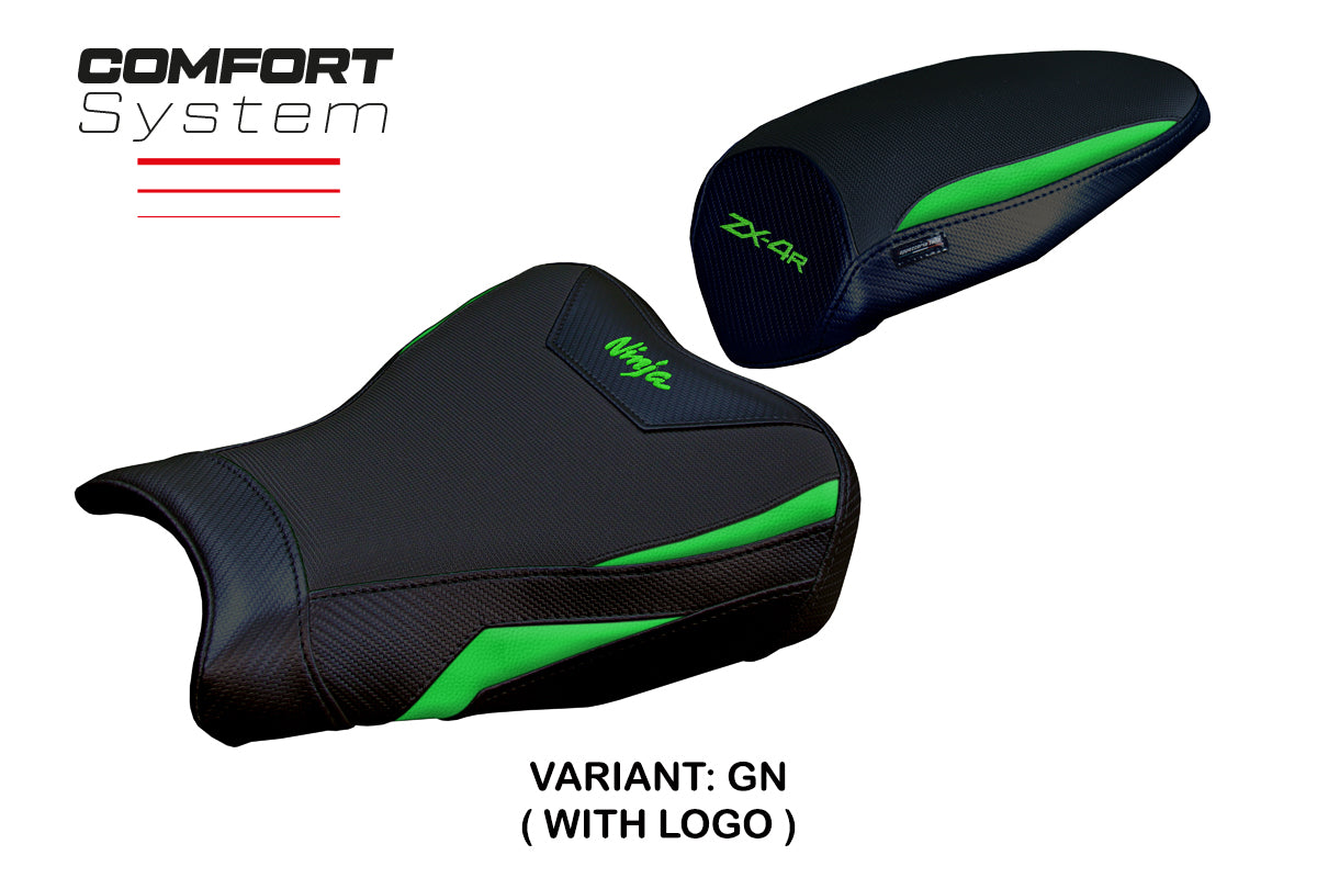 Funda de asiento Kawasaki ZX4R 2023-2025 Tappezzeria Italia TPZ Comfort en verde y negro