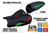 Funda de asiento Kawasaki ZX4RR 2023-2025 Tappezzeria Italia TPZ Ultragrip en verde, rojo y negro
