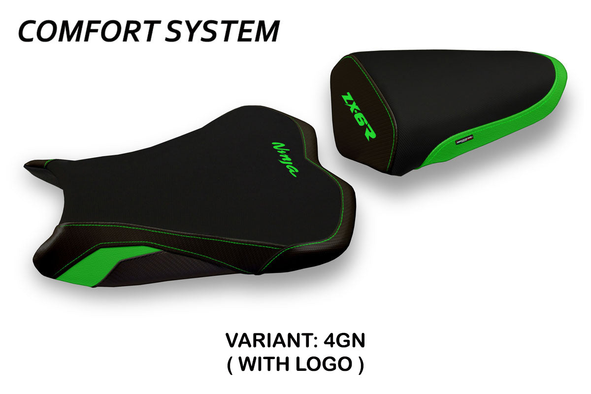 Funda de asiento Kawasaki Ninja ZX6R 2009-2012 Tappezzeria Italia TPZ Comfort en verde