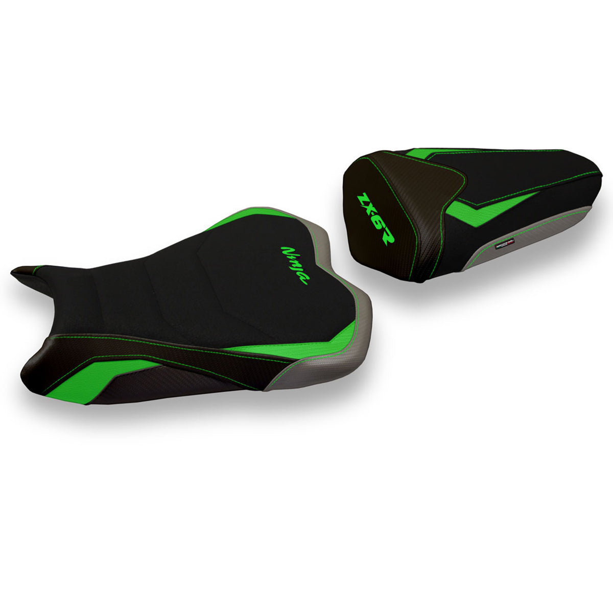 Kawasaki Ninja ZX6R 2013-2018 Seat Cover Tappezzeria Italia TPZ Ultragrip Green in Grey