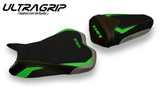 Kawasaki Ninja ZX6R 2013-2018 Seat Cover Tappezzeria Italia TPZ Ultragrip Green in Grey