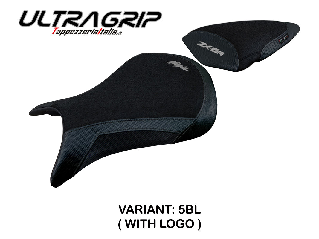 Funda de asiento Kawasaki Ninja ZX6R 2007-2008 Tappezzeria Italia TPZ Ultragrip en verde y negro