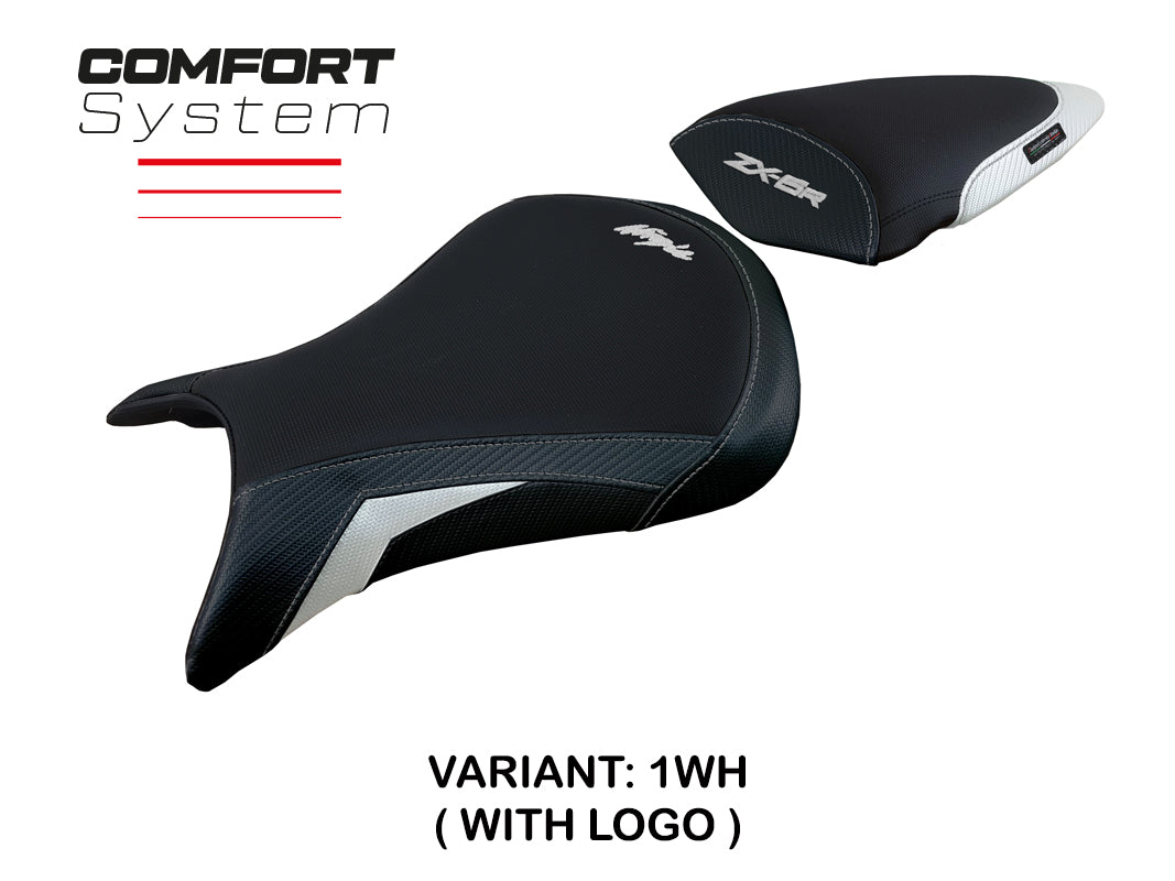 Kawasaki Ninja ZX6R 2005 2006 Seat Cover Tappezzeria Italia TPZ Comfort in White and Black