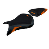 Funda de asiento Kawasaki Ninja ZX6R 2005-2006 Tappezzeria Italia TPZ Ultragrip en naranja y negro