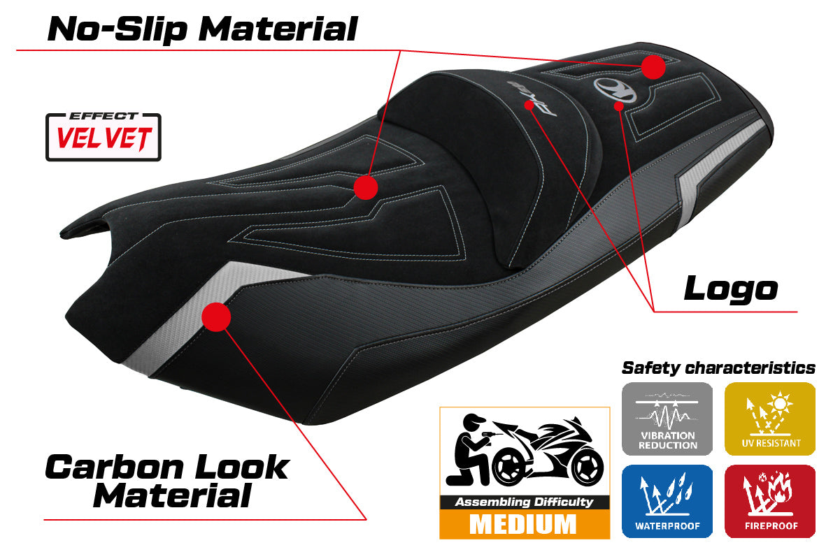 Kymco AK 550 2017-2024 Seat Cover Tappezzeria Italia TPZ in Silver and Black