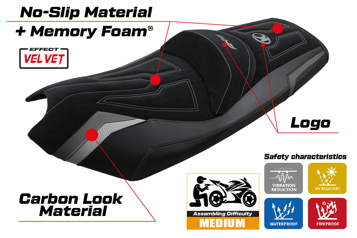 Funda de asiento Kymco AK 550 2017-2024 Tappezzeria Italia TPZ Comfort en negro