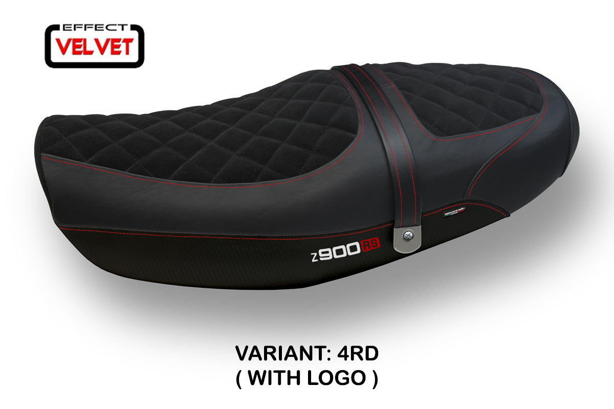Funda de asiento Kawasaki Z900RS 2018-2025 Tappezzeria Italia TPZ Terciopelo Rojo Negro