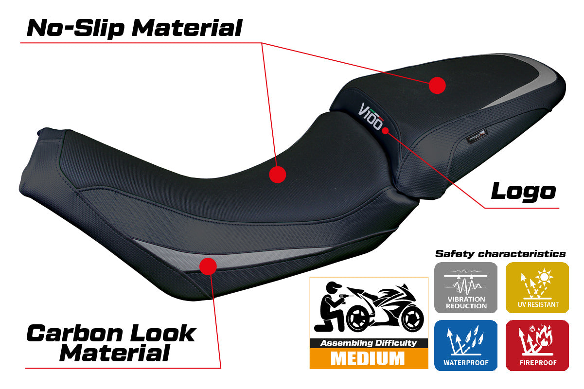 Moto Guzzi V100 Mandello 2022-2025 Seat Cover Tappezzeria Italia TPZ Grey Black