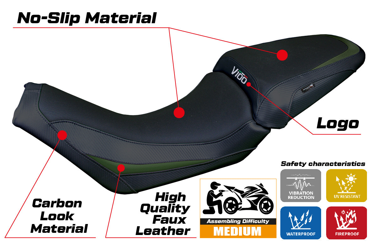 Moto Guzzi V100 Mandello 2022-2025 Seat Cover Tappezzeria Italia TPZ Green Black