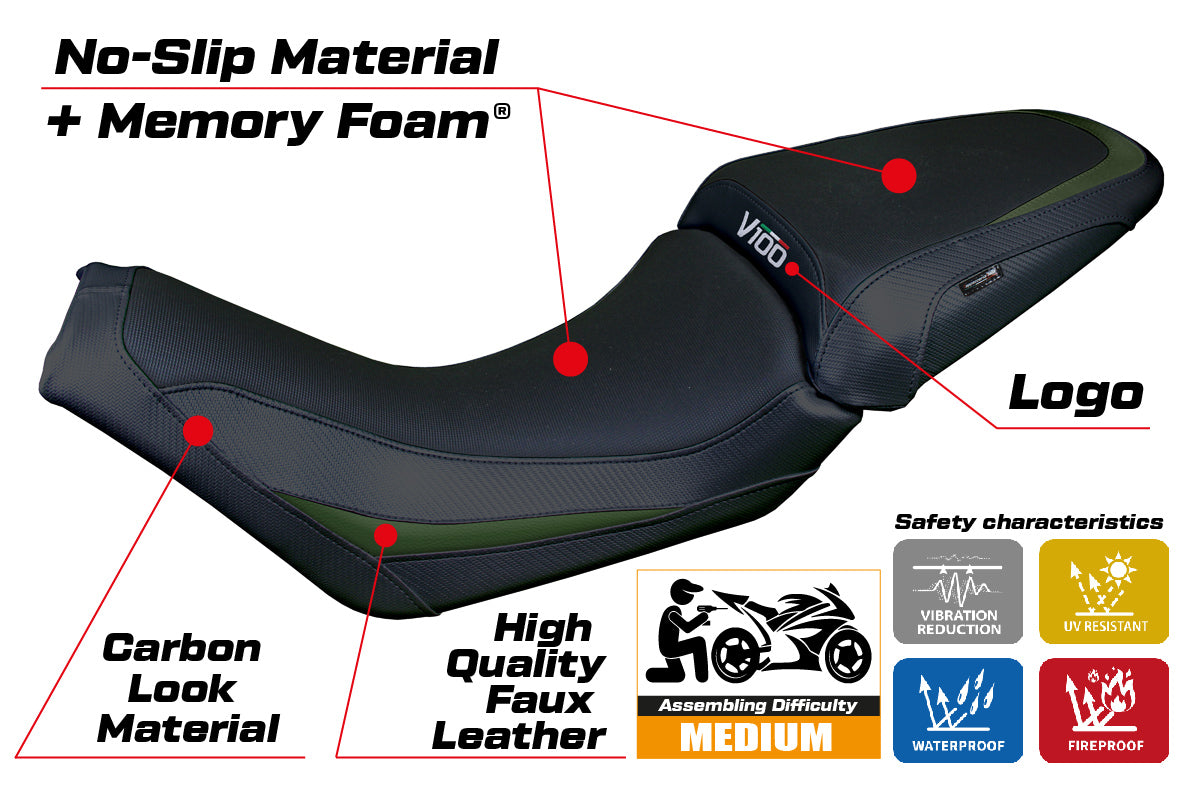 Moto Guzzi V100 Mandello 2022-2025 Seat Cover Tappezzeria Italia TPZ Comfort Green