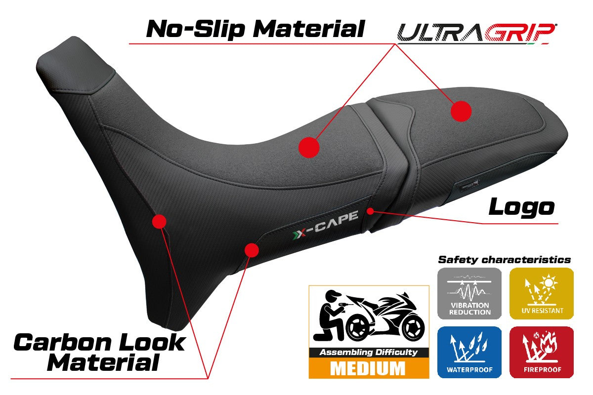 Funda Asiento Moto Morini X Cape 650 700 2021-2025 Tappezzeria Italia TPZ Ultragrip Negro