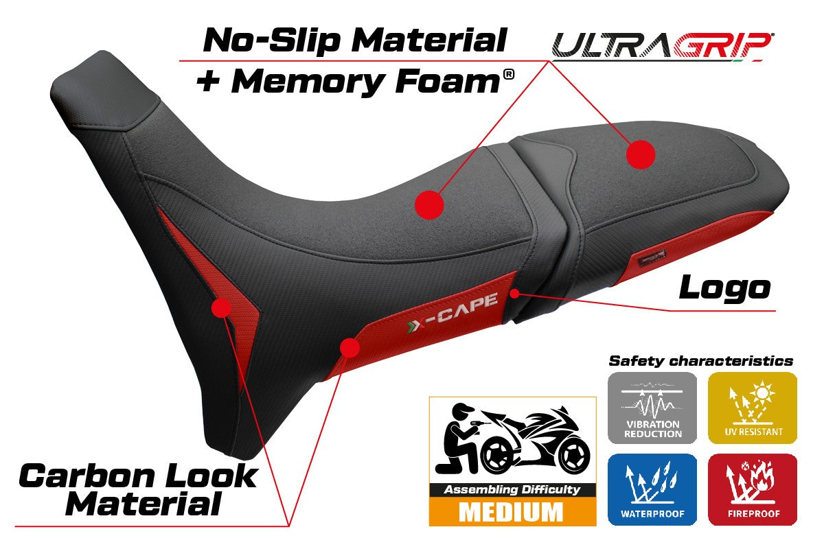 Moto Morini X-Cape 700 2025-2026 Seat Cover TPZ Italia Ultragrip Comfort Red Black