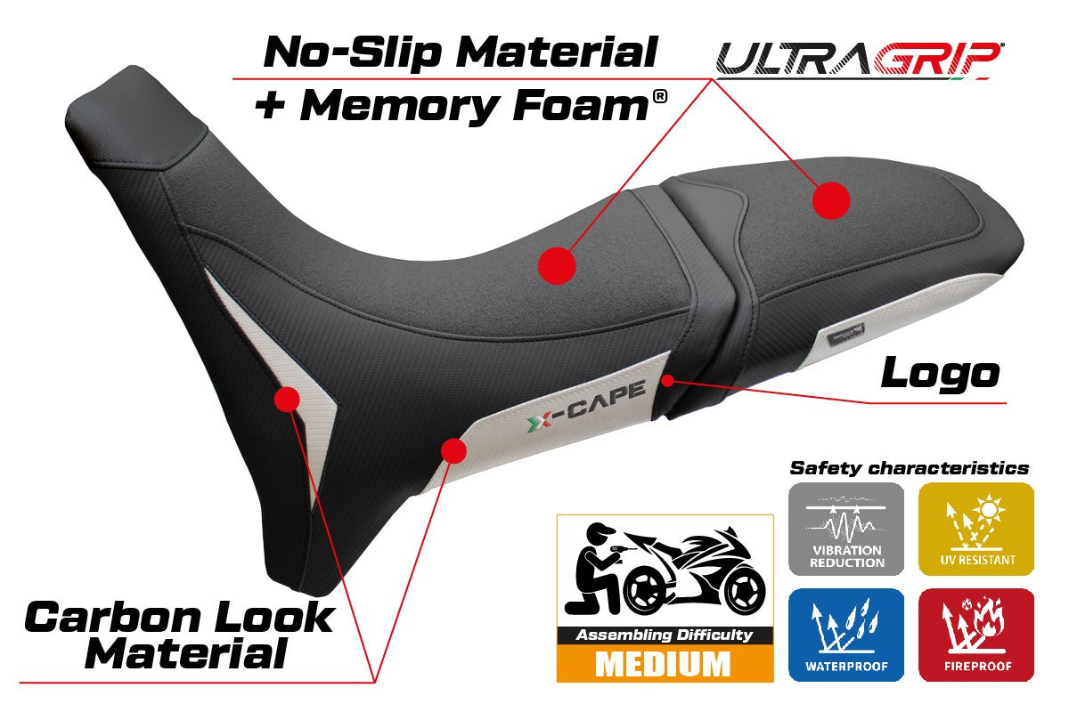 Moto Morini X-Cape 700 2025-2026 Seat Cover TPZ Italia Ultragrip Comfort White Black