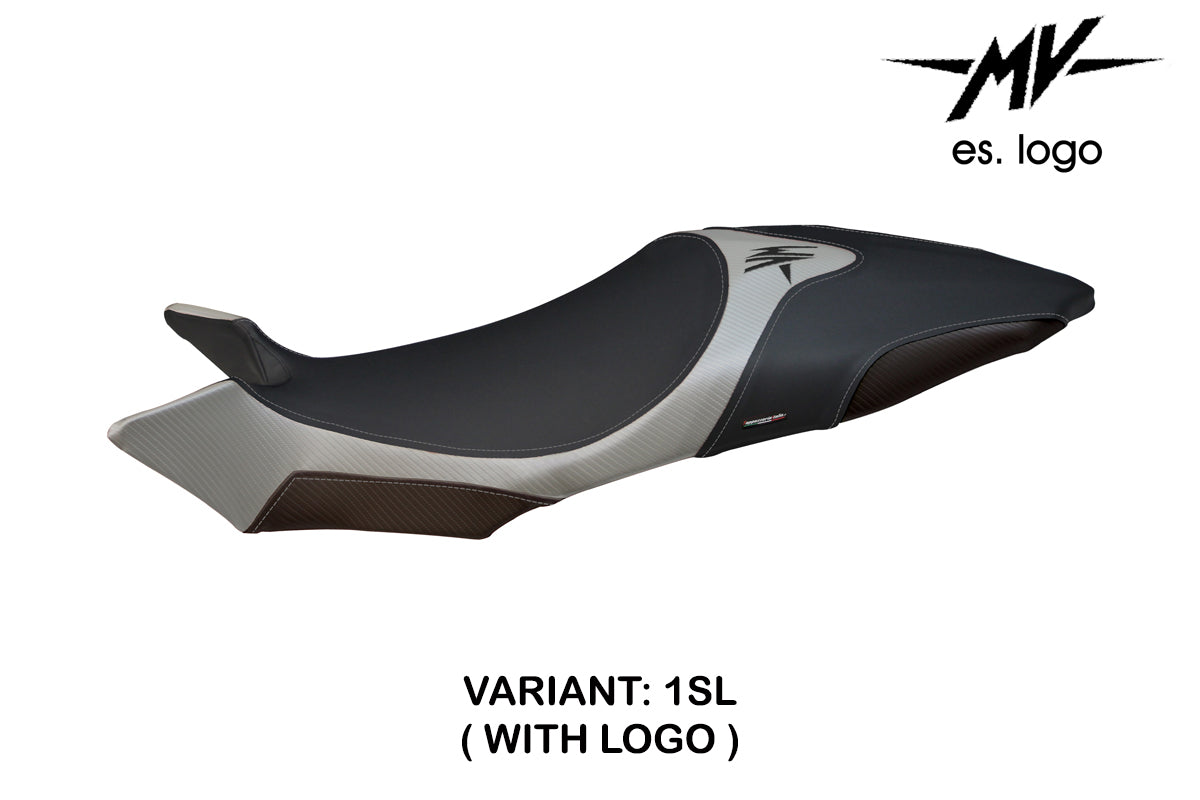 Funda de asiento Tappezzeria Italia TPZ para MV Agusta Brutale 920 1090 1090R 2009-2015 en plata y negro