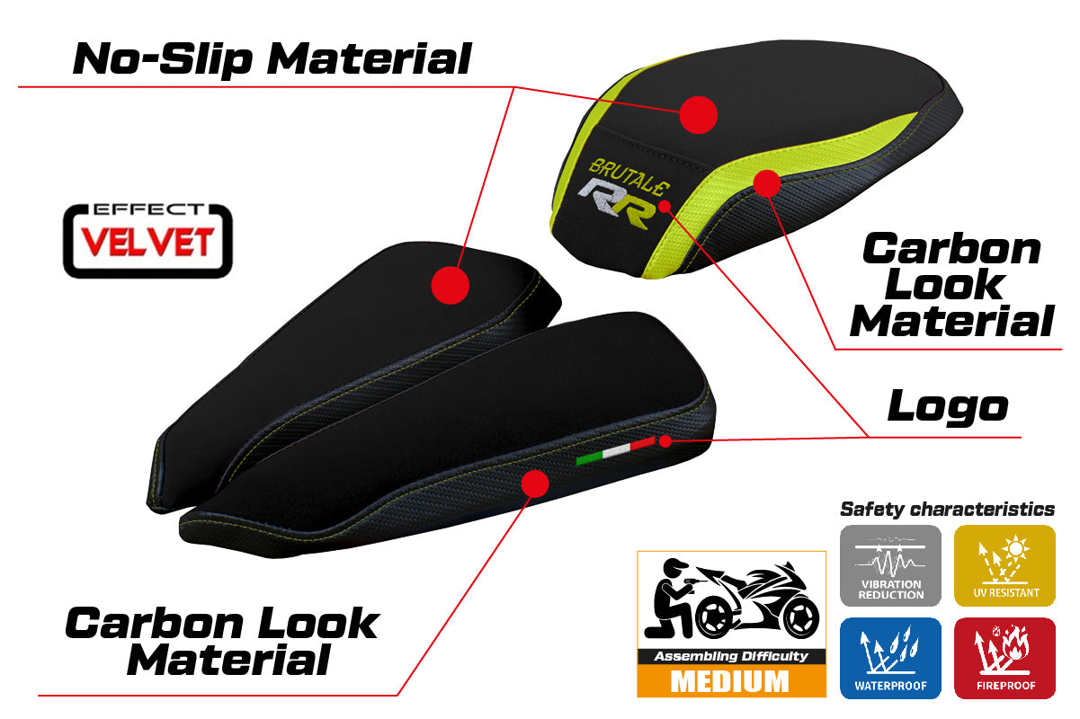 MV Agusta Brutale 1000RR 2020-2025 Seat Cover Tappezzeria Italia TPZ in Yellow and Black